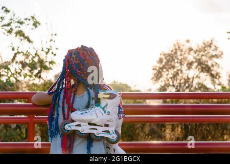 Premium Photo  Girl braids bright makeup rosecolored braids pigtails  hairstyle girl with colorful kanekalon braided in her hair pretty woman  colorful violet ombre hair and pro makeup