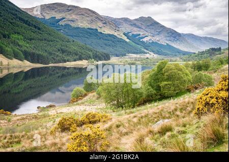 Loch Doine in a remote valley in the Scottish Highlands Stock Photo