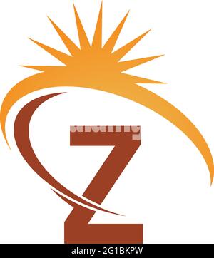 Letter Z with sun ray icon logo design template illustration vector Stock Vector