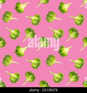 seamless pattern from lettuce green leaves salad. frillice salad ...
