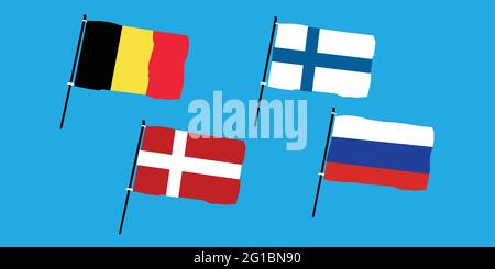 European football tournament group stage. 2020 Euro soccer championship flag Stock Vector