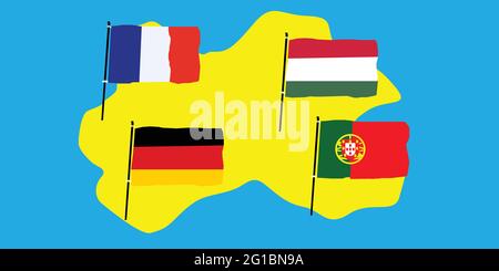 European football tournament group stage. 2020 Euro soccer championship flag Stock Vector