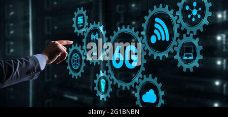 Creative connection 6G Network Internet Mobile Wireless concept 2021. Stock Photo