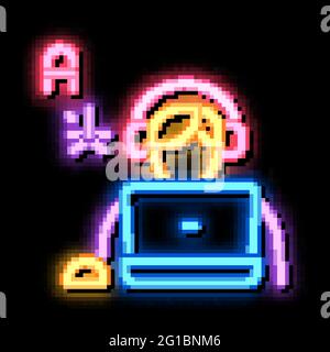 Human Learn Foreign Language neon glow icon illustration Stock Vector