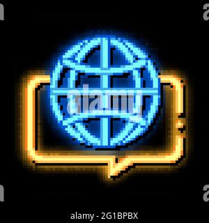 Earth Globe In Quote Frame neon glow icon illustration Stock Vector