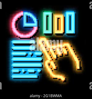 Statistician Assistant Hand neon glow icon illustration Stock Vector
