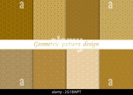 Set of gold geometric seamless pattern design modern. Luxury  background with golden line for,decorative,carpet,wallpaper,clothing,wrapping,batik Stock Vector