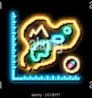 Map Of Island, Cartography neon glow icon illustration Stock Vector