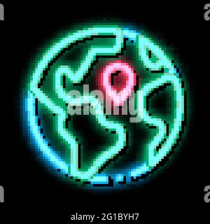 Earth Planet Topography neon glow icon illustration Stock Vector