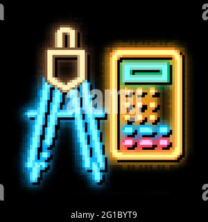 Calculator And Dividers neon glow icon illustration Stock Vector