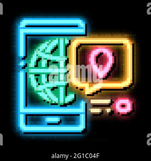 Smartphone World Gps Map neon glow icon illustration Stock Vector