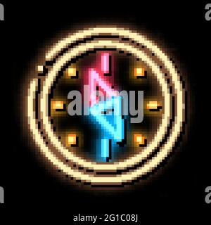 Navigational Compass Tool neon glow icon illustration Stock Vector