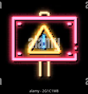 Warning Nameplate neon glow icon illustration Stock Vector