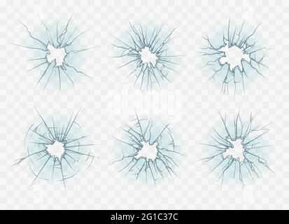 Transparent glass cracks Stock Vector