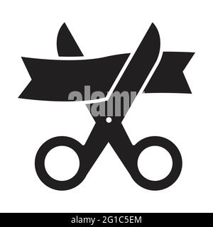 grand opening icon vector scissors and ribbon sign for graphic design, logo, web site, social media, mobile app, ui illustration Stock Vector