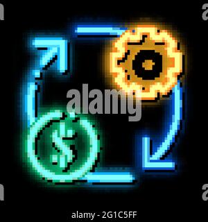 Gear Change Money neon glow icon illustration Stock Vector