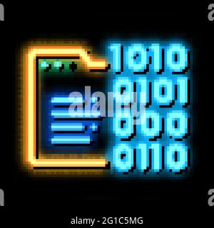 Binary Code neon glow icon illustration Stock Vector
