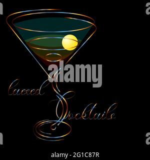 layered cocktail logo for restaurant or bar menu or wine list 1 Stock Vector