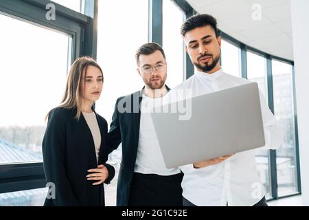 Group of company executives are discussing a new startup Stock Photo
