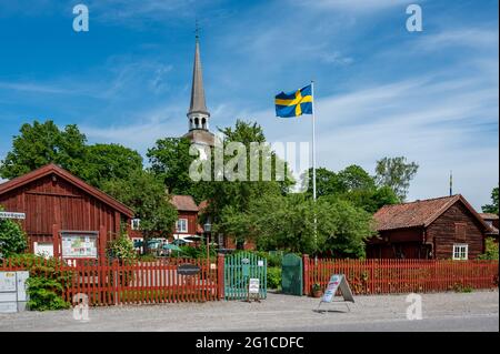 Callanderska gården on June 6th 2021 in idyllic small town Mariefred  on the National day of Sweden Stock Photo