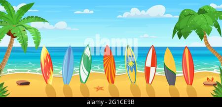 Summertime on the beach. Palms and plants around Stock Vector