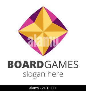 Abstract rhombus logo. Yellow, pink and purple shades. Two shapes in one. Star type. Usable for technology, and gift brands. Vector print illustration Stock Vector