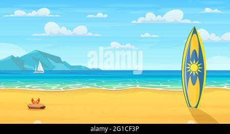 Cartoon summer beach. Stock Vector