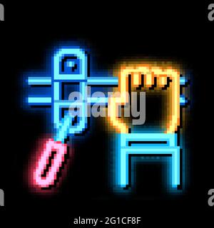 Hand Fastens Pipe neon glow icon illustration Stock Vector