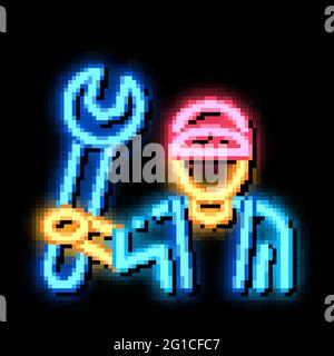 Plumber Wrench neon glow icon illustration Stock Vector