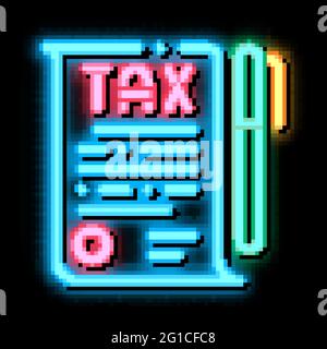 Tax Document Pen neon glow icon illustration Stock Vector