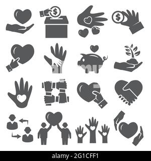 Donate icons set on white background Stock Vector