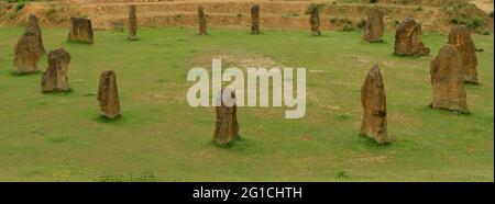 Contemporary stone circle constructed as a millennium project to commemorate the centuries of quarrying on Ham Hill. Stock Photo