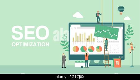 SEO (Search Engine Optimization) concept vector banner illustration Stock Vector