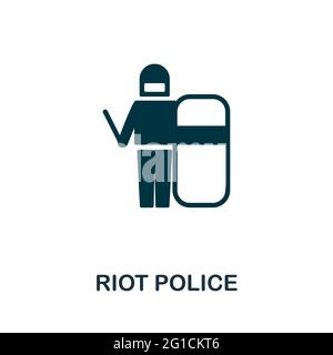 Riot Police icon. Monochrome simple element from civil rights collection. Creative Riot Police icon for web design, templates, infographics and more Stock Vector