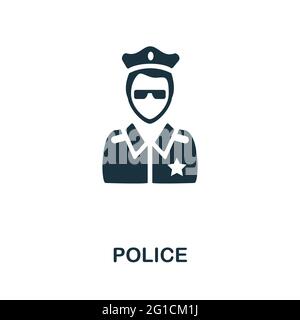 Police icon. Monochrome simple element from civil rights collection. Creative Police icon for web design, templates, infographics and more Stock Vector