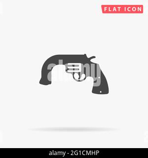 Curved Revolver flat vector icon. Hand drawn style design illustrations. Stock Vector