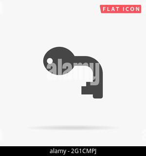 Curved Key flat vector icon. Hand drawn style design illustrations. Stock Vector