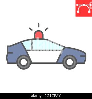 Police car color line icon, transportation and vehicle, police vector icon, vector graphics, editable stroke filled outline sign, eps 10 Stock Vector