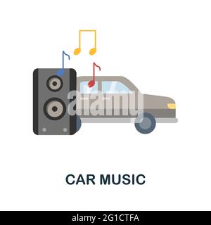 Car Music flat icon. Color simple element from car servise collection. Creative Car Music icon for web design, templates, infographics and more Stock Vector