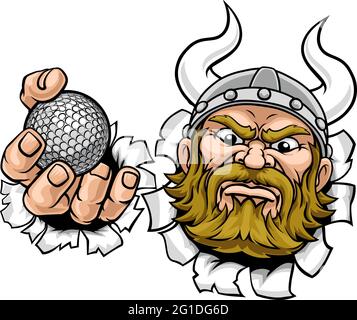 Viking Golf Ball Sports Mascot Cartoon Stock Vector