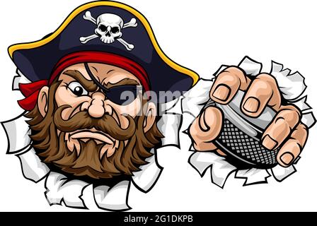 Pirate Ice Hockey Sports Mascot Cartoon Stock Vector