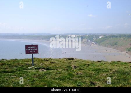 Cliff danger sign Stock Photo