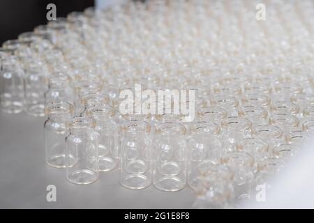 Many empty medical injection glass vials Stock Photo