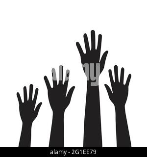 People hands raised vector for graphic design, logo, web site, social media, mobile app, ui illustration Stock Vector