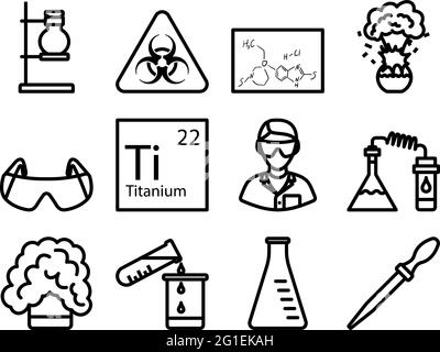 Chemistry Icon Set. Editable Bold Outline Design. Vector Illustration. Stock Vector