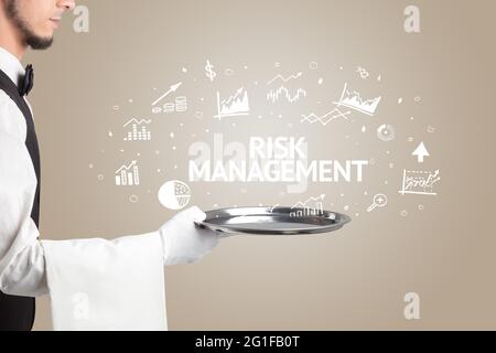 Waiter serving business idea concept Stock Photo
