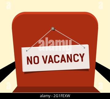 Sign on red chair, no vacancies. Concept, no vacancies in the office. Vector illustration in flat style. Stock Vector