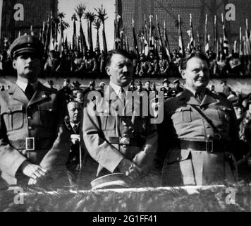 Nazism / National Socialism, event, Labour Day, Tempelhofer Feld, Berlin, Germany, 1.5.1935, from left: :, Rudolf Hess, EDITORIAL-USE-ONLY Stock Photo