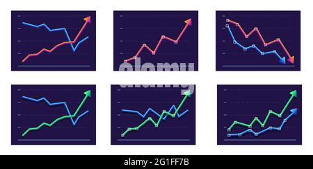 Abstract chart with two arrows moving up and down. Modern design Stock Vector