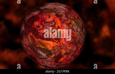 Digital Illustration of Venus, the hot, volcanic planet in high resolution Stock Photo
